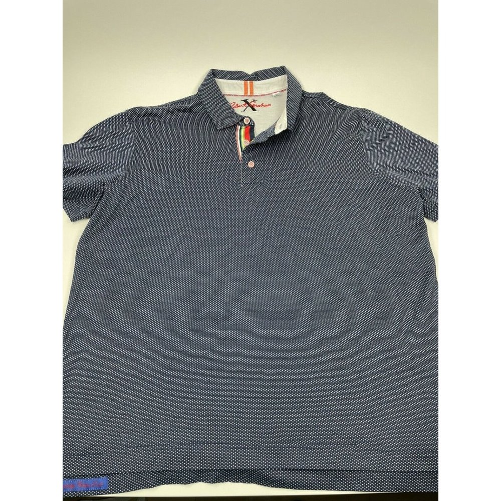 Robert Graham X Polo Shirt Mens 2XL Short Sleeve Blue White